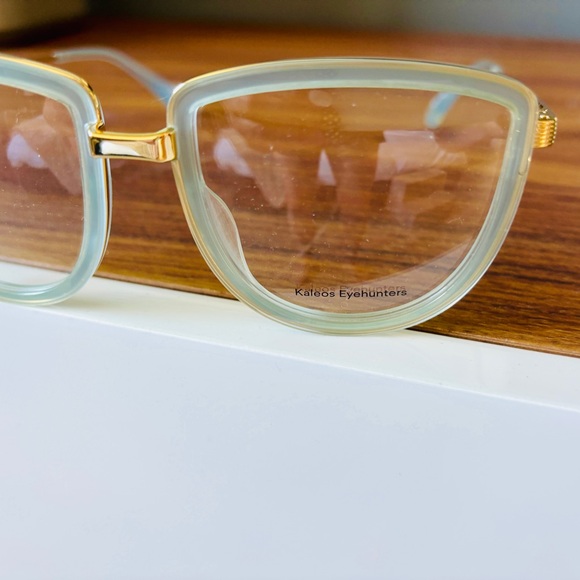 KALEOS Eyewear NWOT “Wood” glasses frame in light blue and gold. From Spain. - Picture 6 of 10